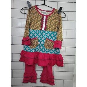 Flit & Flitter Girls Size 3T Pre-school Play Artsy Boho Petal Pink Outfit *Read
